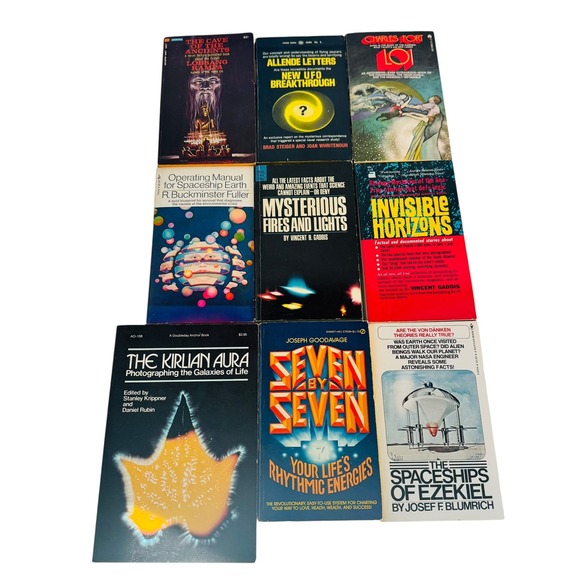 Other - Vtg Paranormal UFO Book Lot Buckminster Fuller Kirlian Aura 1960s 1970s Sci-Fi